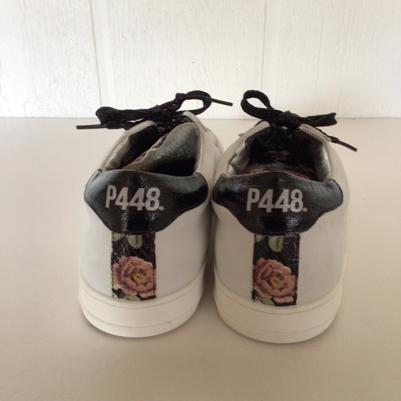 P448 JOHN WHITE LEATHER LOW PROFILE SNEAKERS NWOT SIZE 40 - Picture 6 of 15